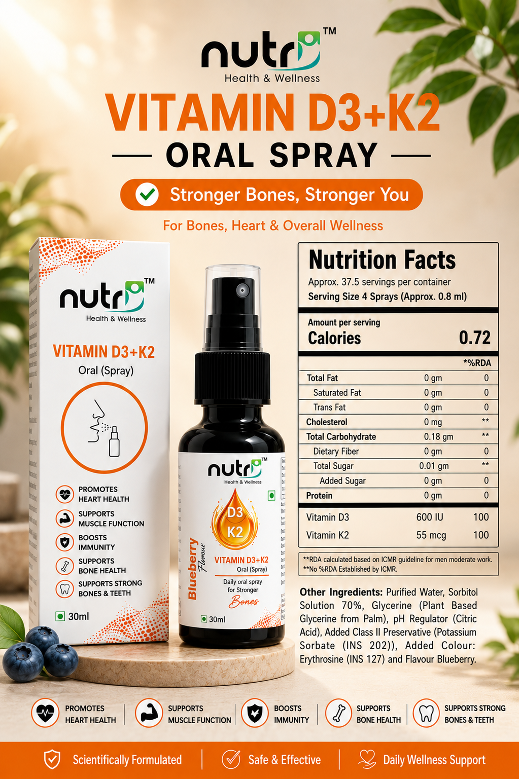 Nutri Vitamin D3 + K2 Oral Spray