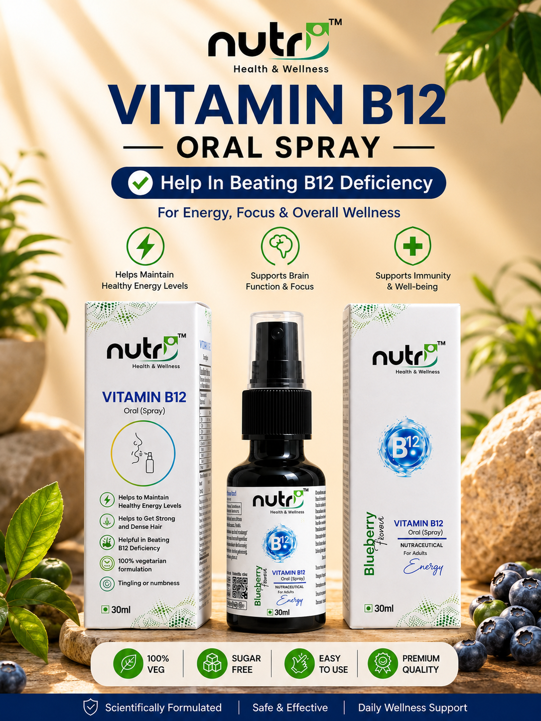 Nutri Vitamin B12 Oral Spray | Daily Energy & Wellness Support