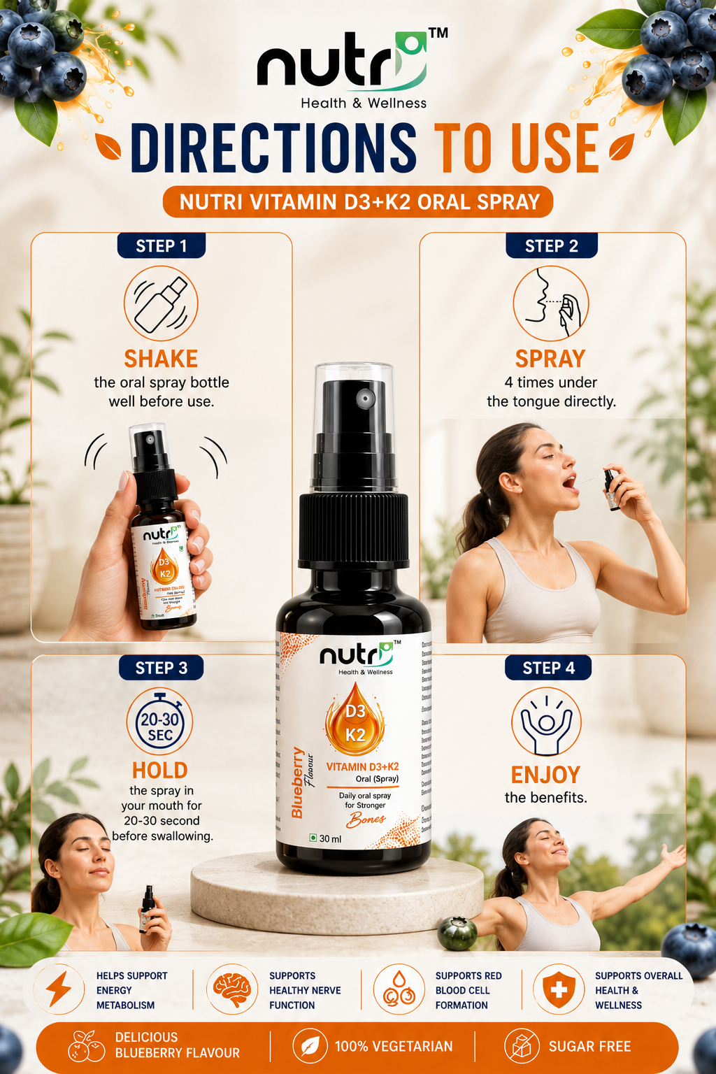 Nutri Vitamin D3 + K2 Oral Spray