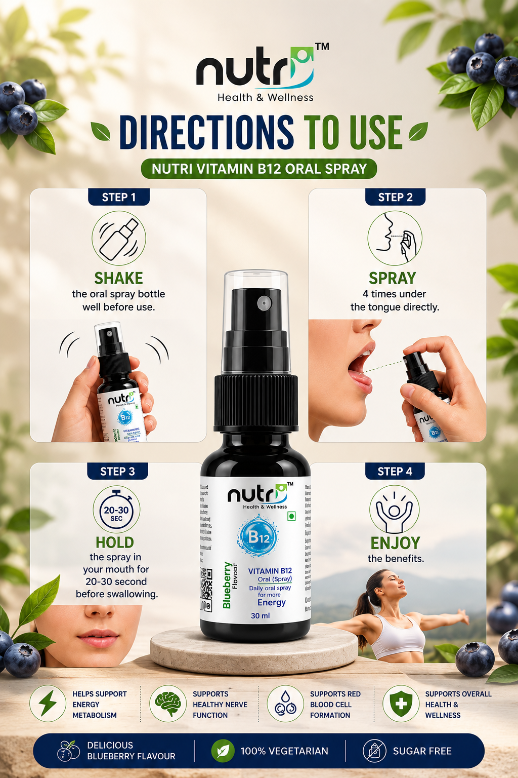 Nutri Vitamin B12 Oral Spray | Daily Energy & Wellness Support
