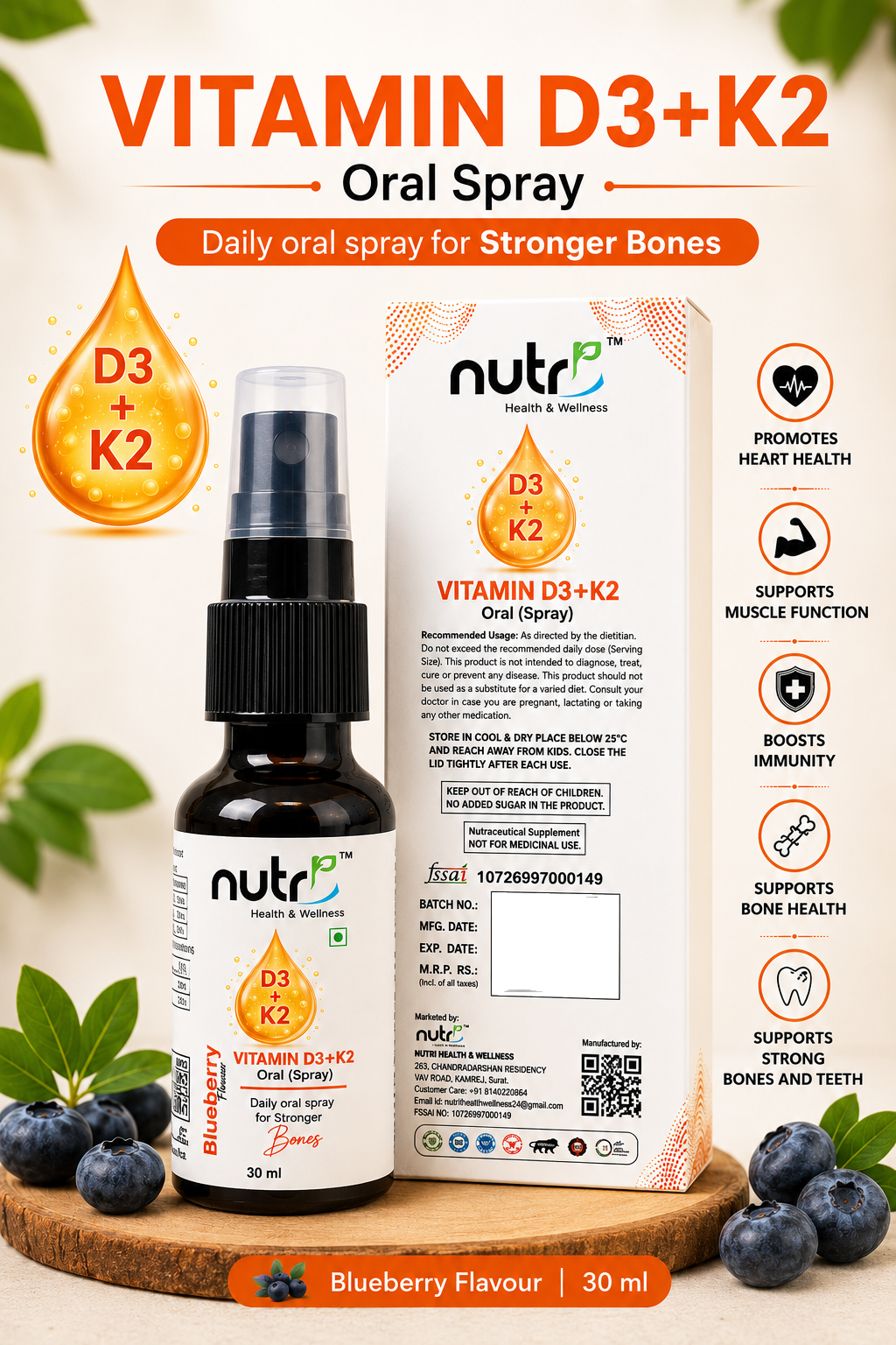 Nutri Vitamin D3 + K2 Oral Spray