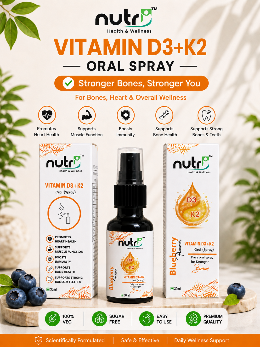 Pack Of 3 | Nutri Vitamin D3 + K2 Oral Spray