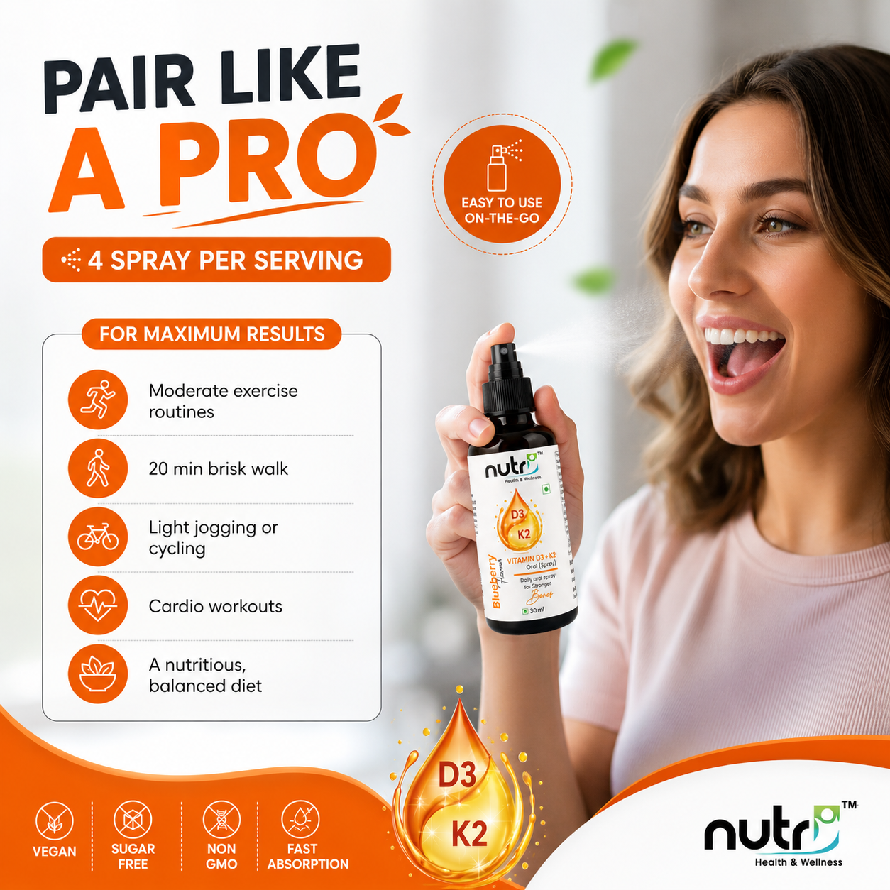 Pack Of 3 | Nutri Vitamin D3 + K2 Oral Spray